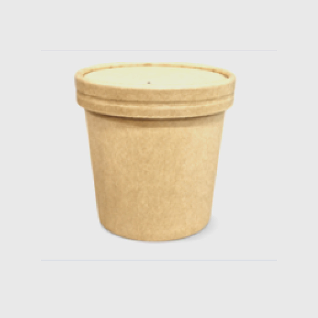 Brown Paper Bowl 16oz-450ml with Paper Lid